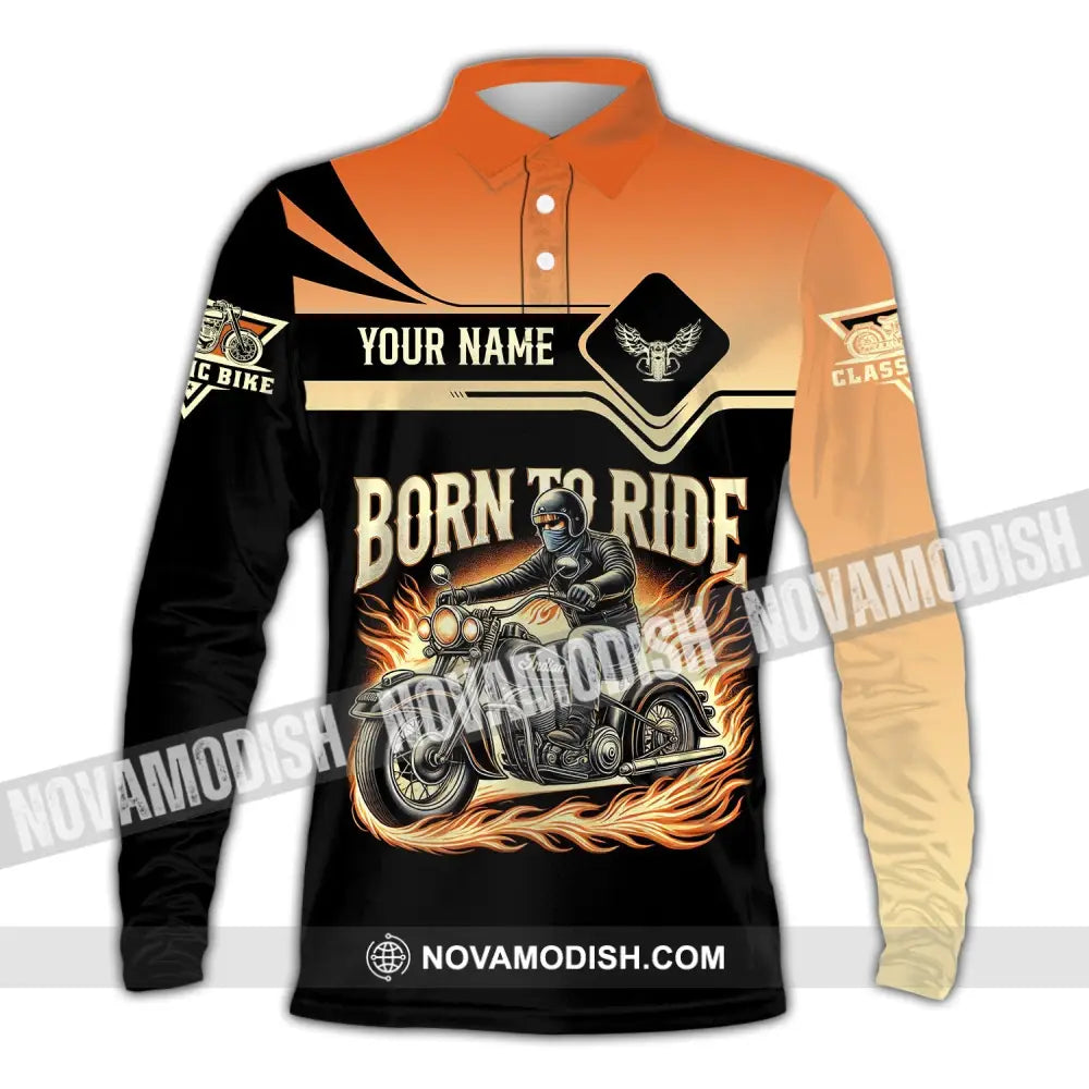 Man Shirt Custom Name Classic Bike Motorcycle T-Shirt Hoodie Long Sleeve Polo / S T-Shirt