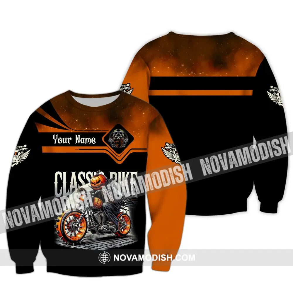 Man Shirt Custom Name Classic Bike Motorcycle T-Shirt Hoodie Long Sleeve / S T-Shirt