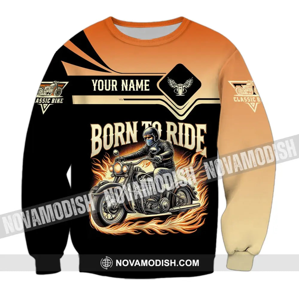 Man Shirt Custom Name Classic Bike Motorcycle T-Shirt Hoodie Long Sleeve / S T-Shirt