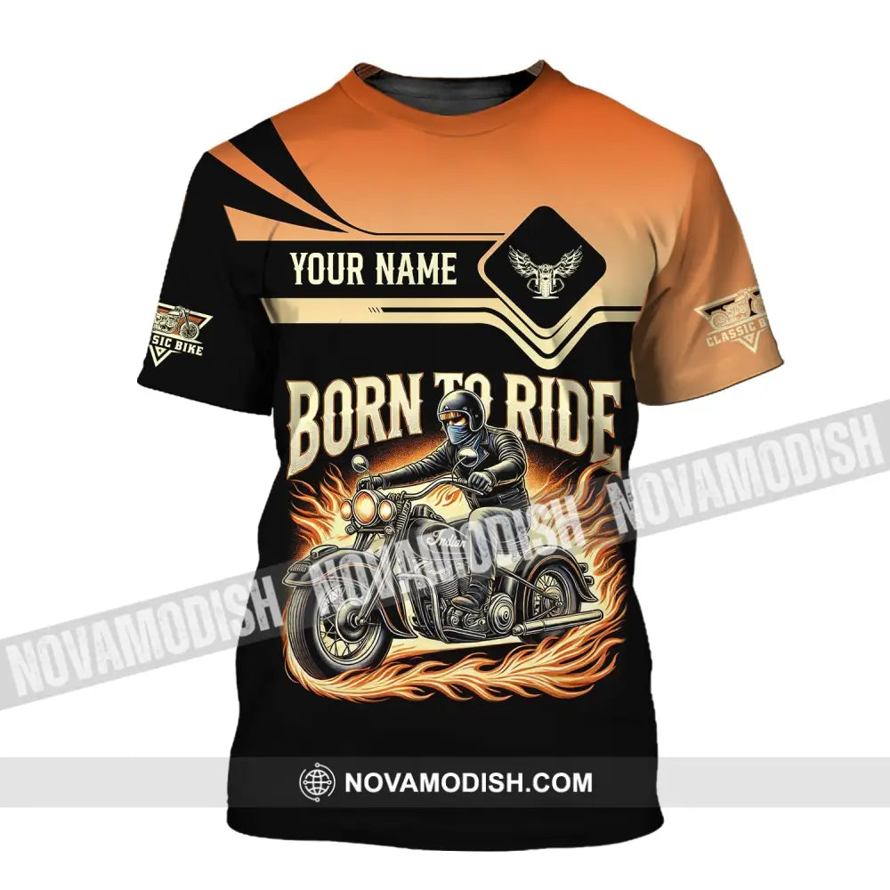 Man Shirt Custom Name Classic Bike Motorcycle T-Shirt Hoodie Long Sleeve / S T-Shirt