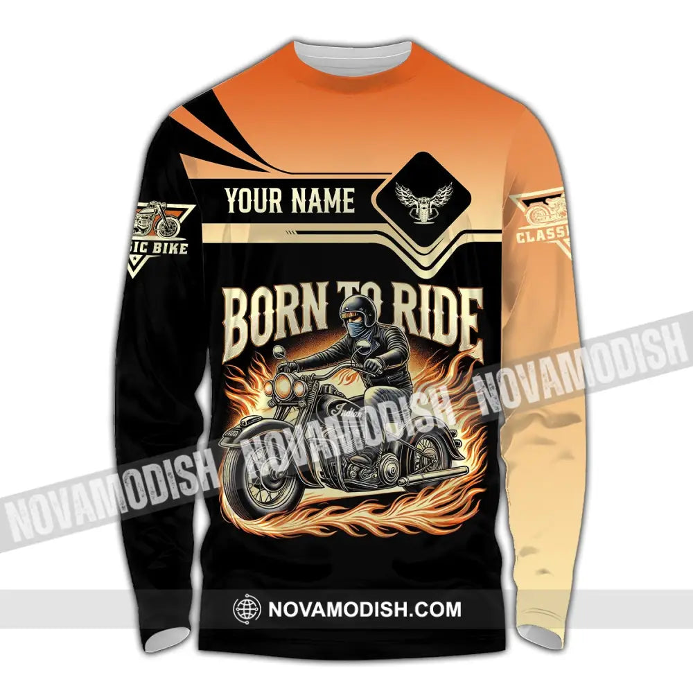 Man Shirt Custom Name Classic Bike Motorcycle T-Shirt Hoodie Long Sleeve / S T-Shirt