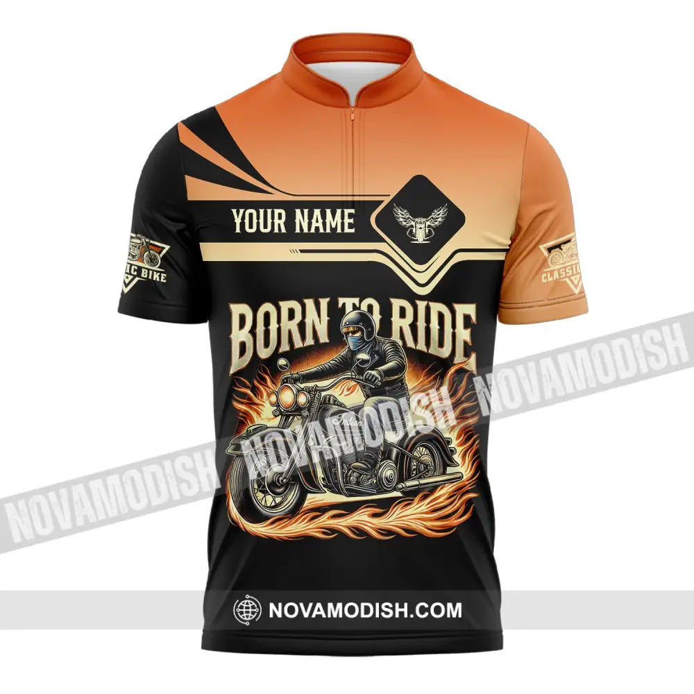 Man Shirt Custom Name Classic Bike Motorcycle T-Shirt Hoodie Long Sleeve Zipper Polo / S T-Shirt