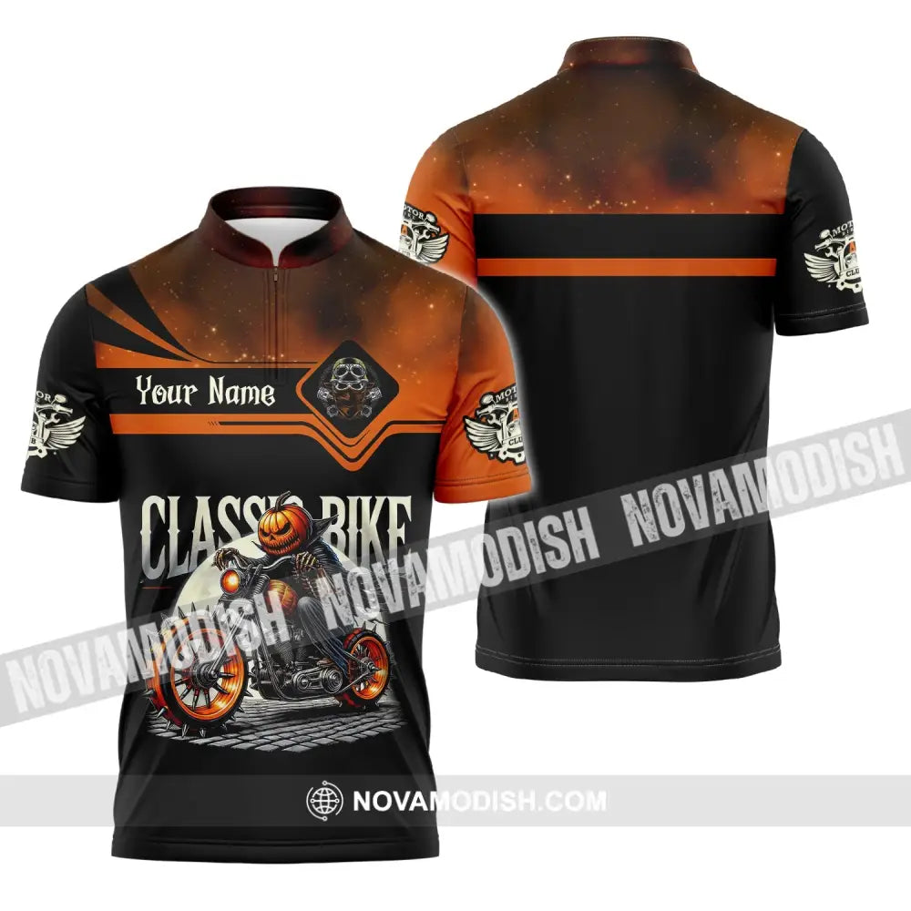 Man Shirt Custom Name Classic Bike Motorcycle T-Shirt Hoodie Long Sleeve Zipper Polo / S T-Shirt