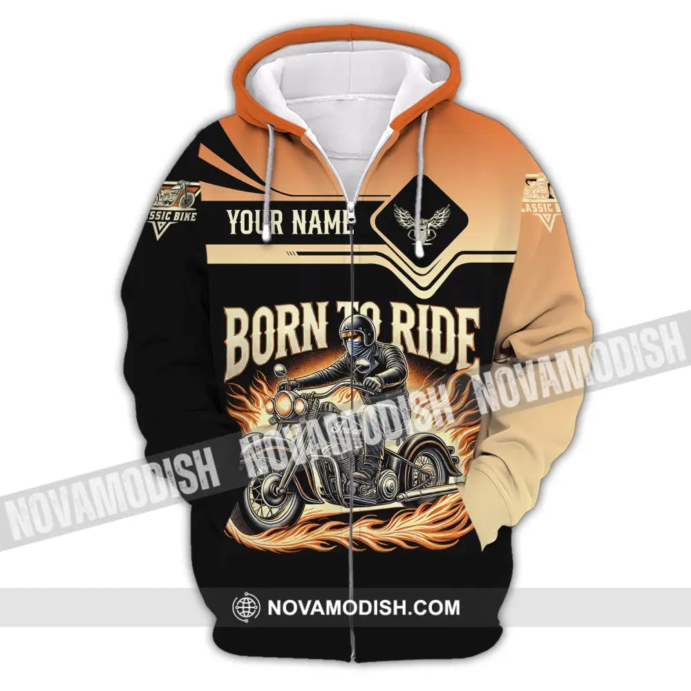 Man Shirt Custom Name Classic Bike Motorcycle T-Shirt Hoodie Long Sleeve Zipper / S T-Shirt