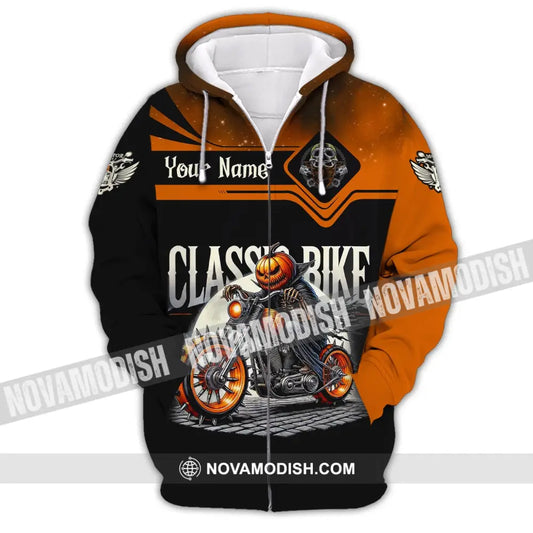 Man Shirt Custom Name Classic Bike Motorcycle T-Shirt Hoodie Long Sleeve Zipper / S T-Shirt