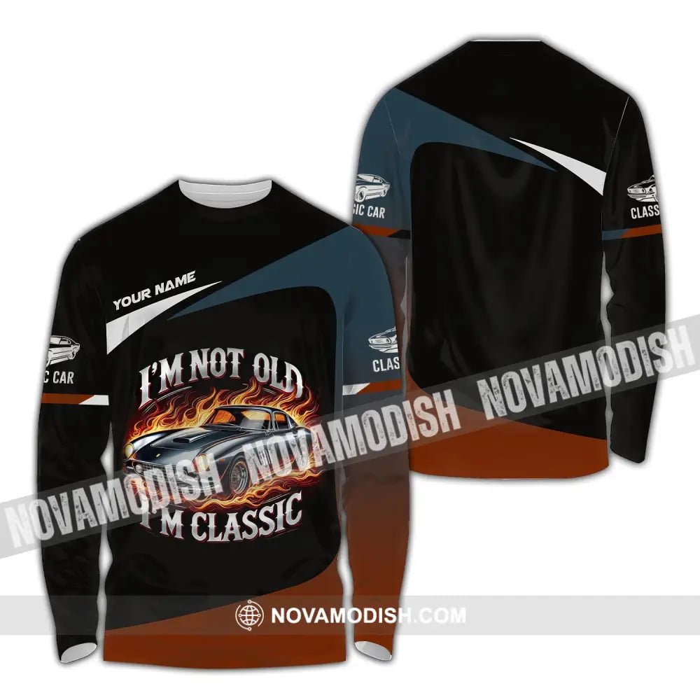 Man Shirt Custom Name Classic Car Lover T-Shirt Long Sleeve / S T-Shirt