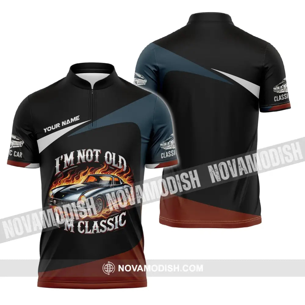 Man Shirt Custom Name Classic Car Lover T-Shirt Zipper Polo / S T-Shirt