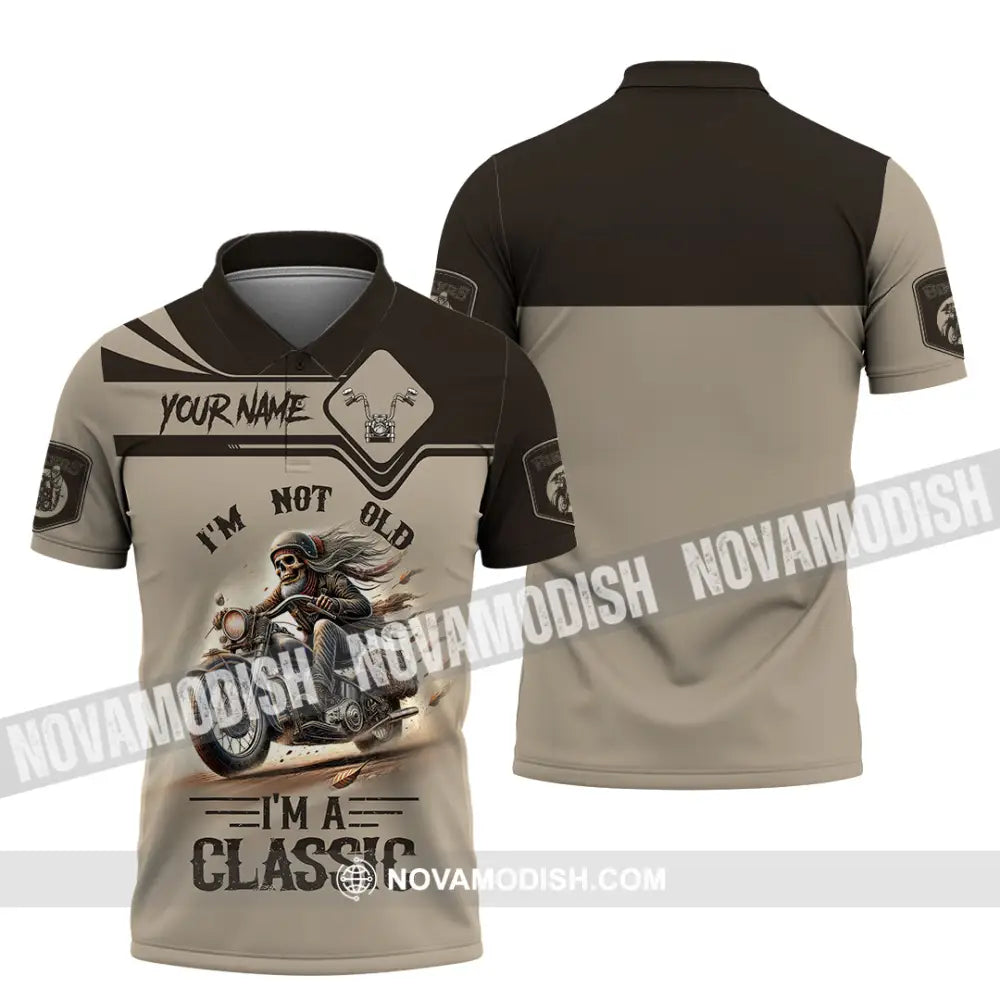 Man Shirt Custom Name Classic Motorcycle Lover Hoodie Polo Long Sleeve / S T-Shirt