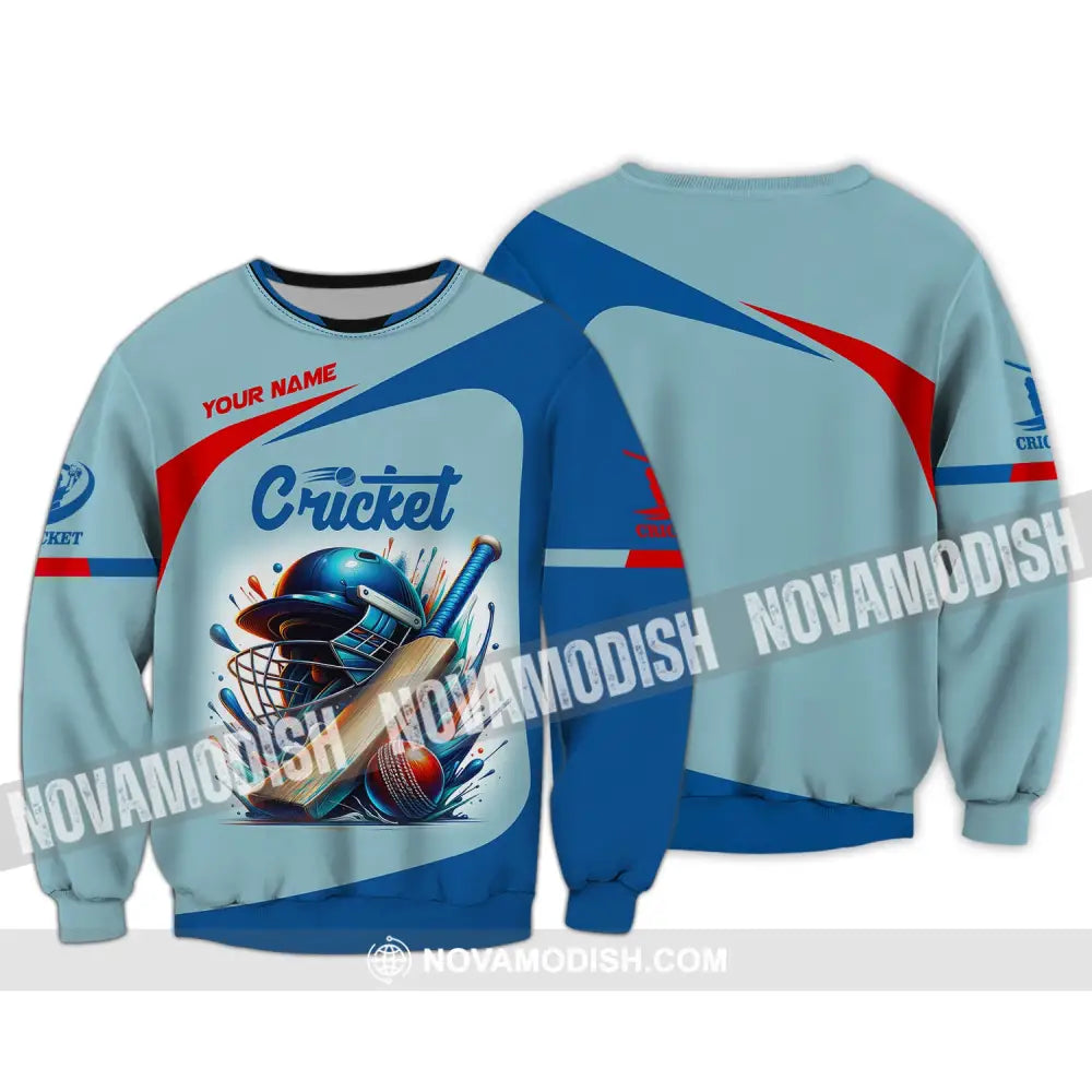 Man Shirt Custom Name Cricket T-Shirt Player Apparel Gift For Lover Long Sleeve / S