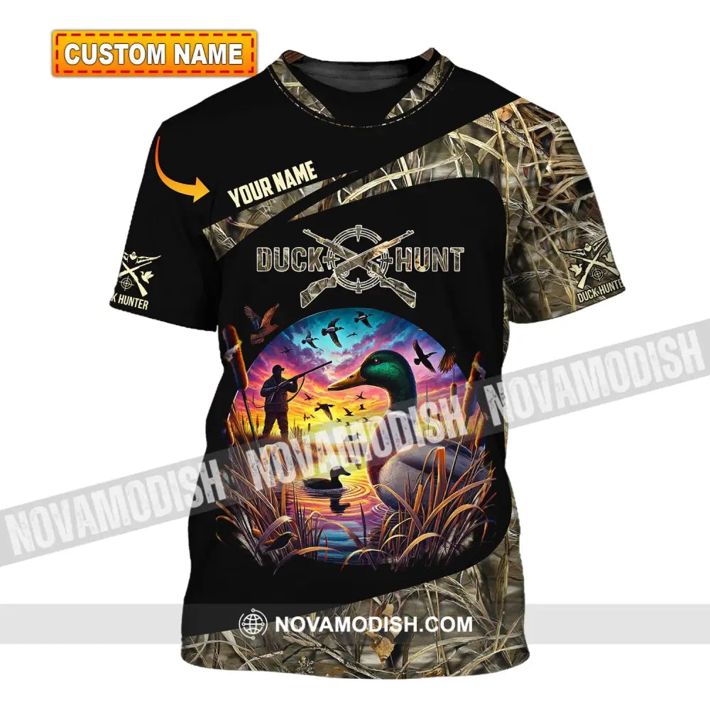 Man Shirt Custom Name Duck Hunter Hunting T-Shirt Hoodie Long Sleeve T-Shirt