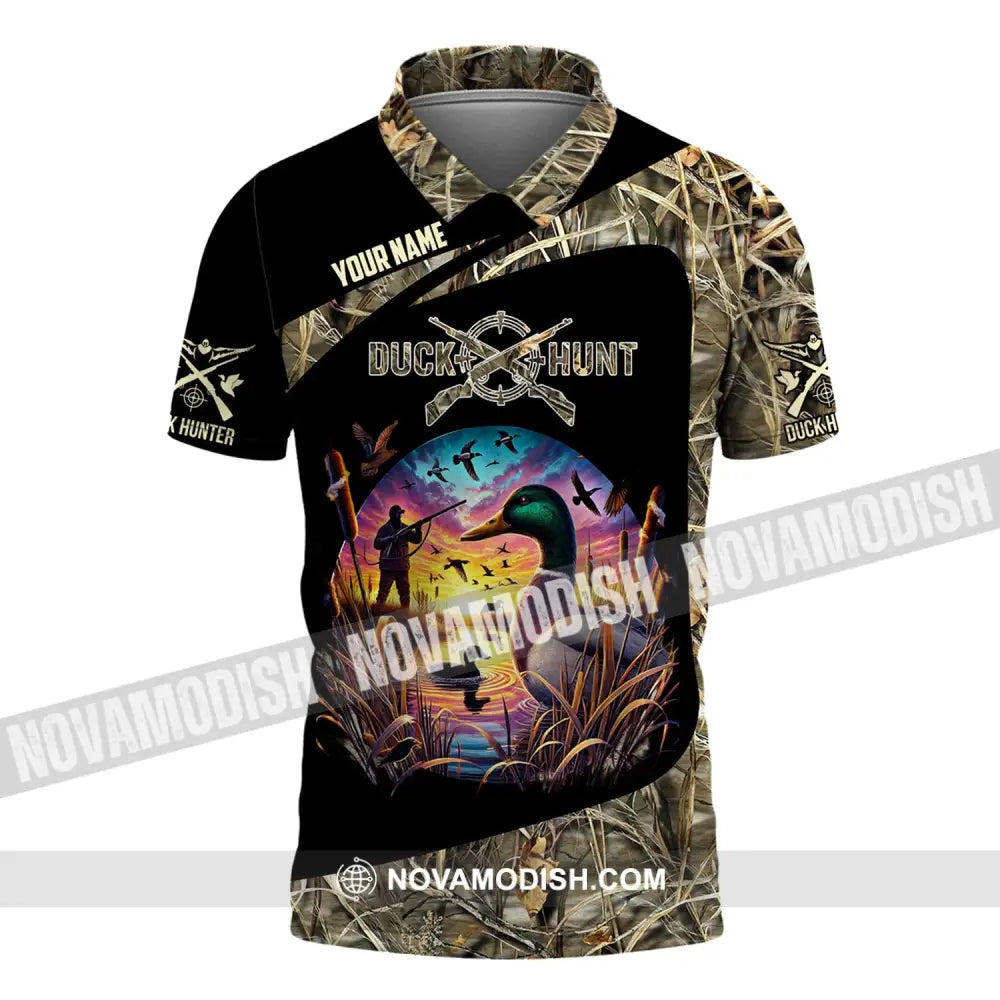 Man Shirt Custom Name Duck Hunter Hunting T-Shirt Hoodie Long Sleeve Polo / S T-Shirt