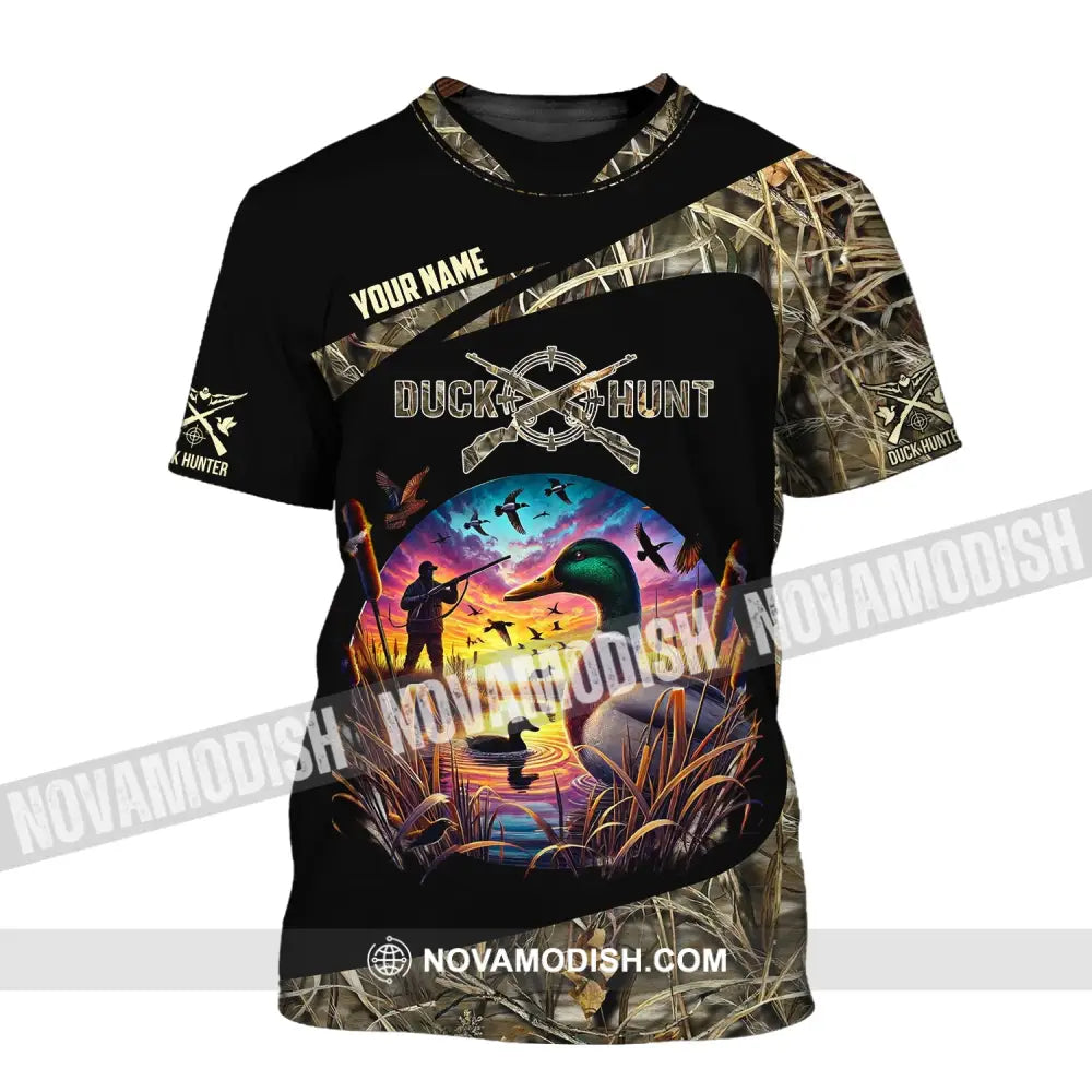 Man Shirt Custom Name Duck Hunter Hunting T-Shirt Hoodie Long Sleeve / S T-Shirt