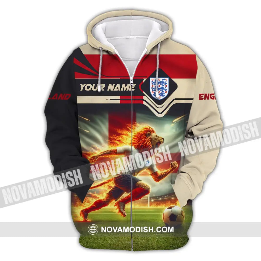 Man Shirt Custom Name England Football Soccer T-Shirt Gift For Lover Zipper Hoodie / S