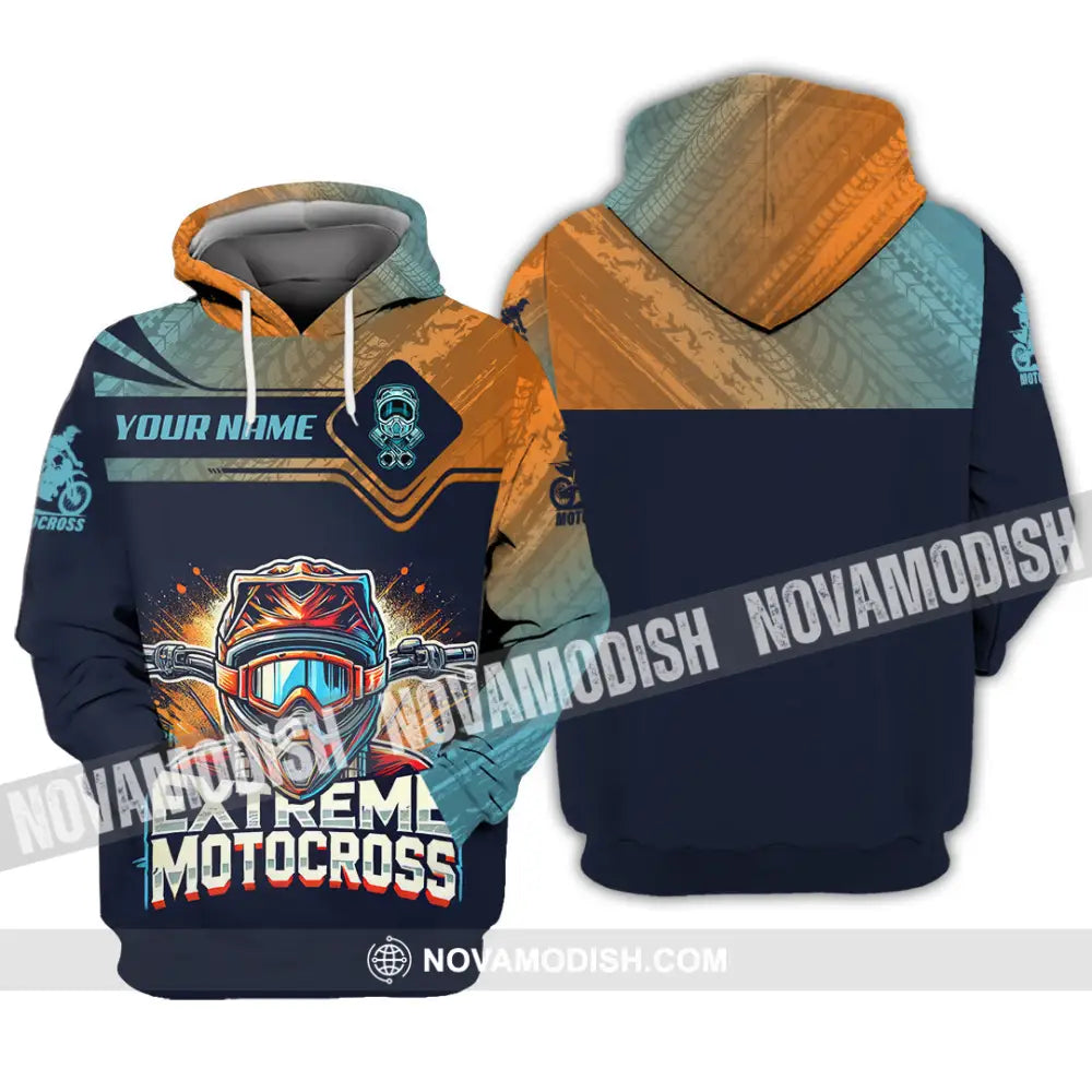 Man Shirt Custom Name Extreme Motocross Moto Cross Gift Polo Hoodie Long Sleeve / S T-Shirt