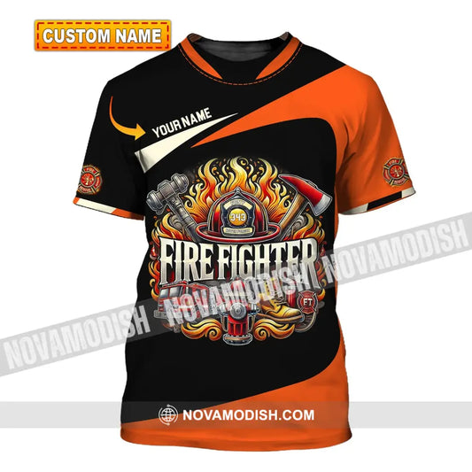 Man Shirt Custom Name Firefighter T-Shirt Hoodie Long Sleeve T-Shirt