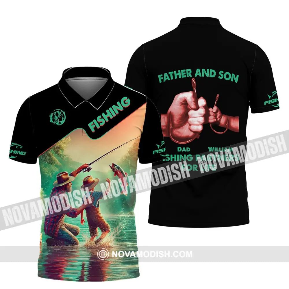 Man Shirt Custom Name Fishing Father And Son Partner Polo / S T-Shirt