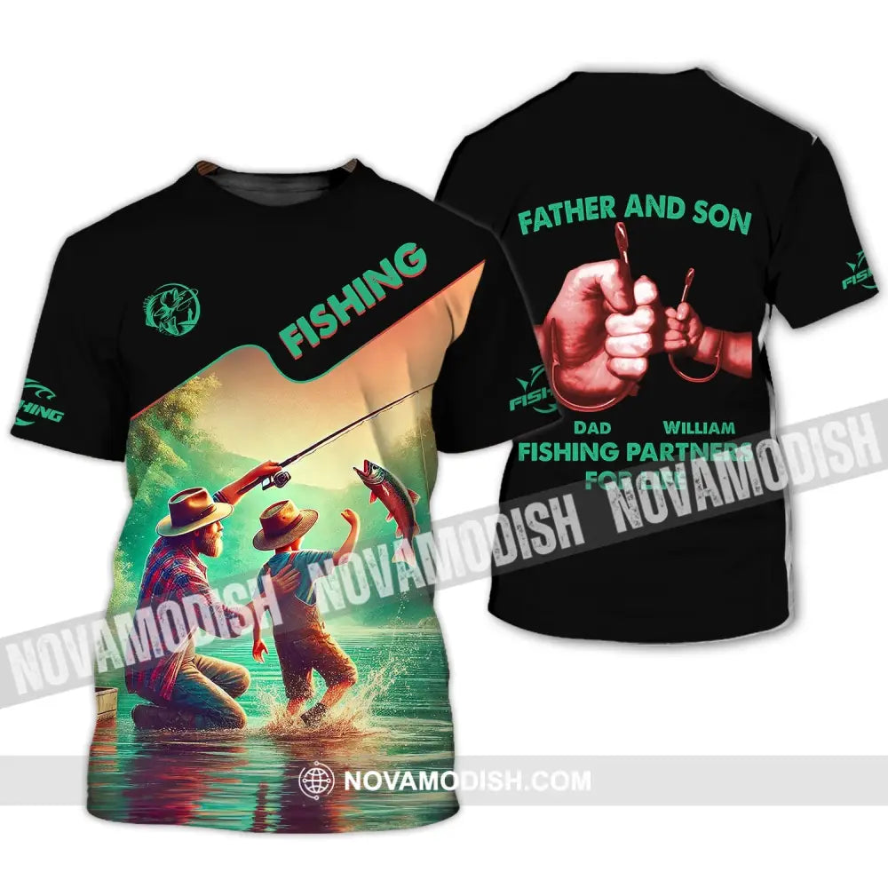 Man Shirt Custom Name Fishing Father And Son Partner T-Shirt / S T-Shirt