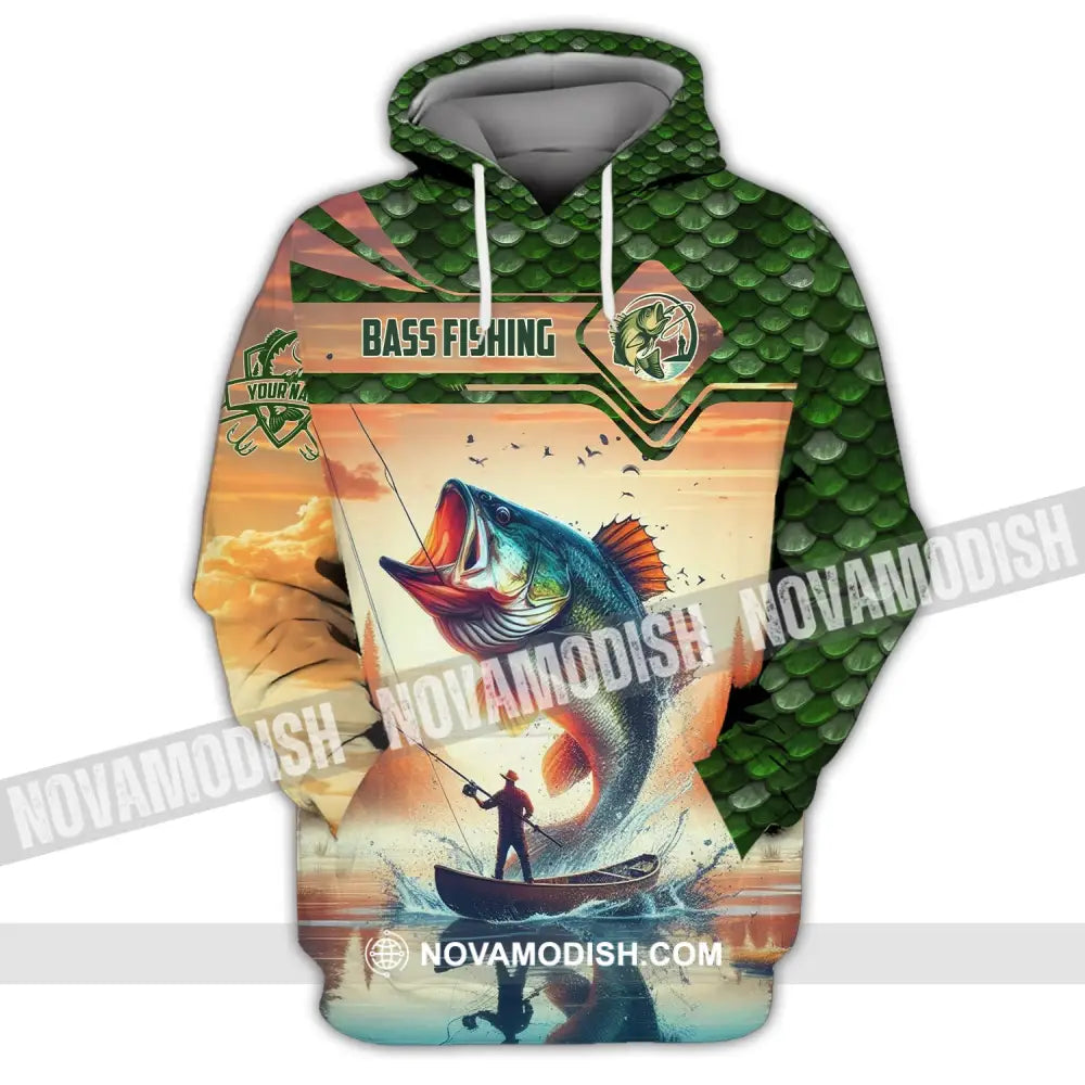 Man Shirt Custom Name Fishing Lover Bass Hoodie Polo Long Sleeve / S T-Shirt