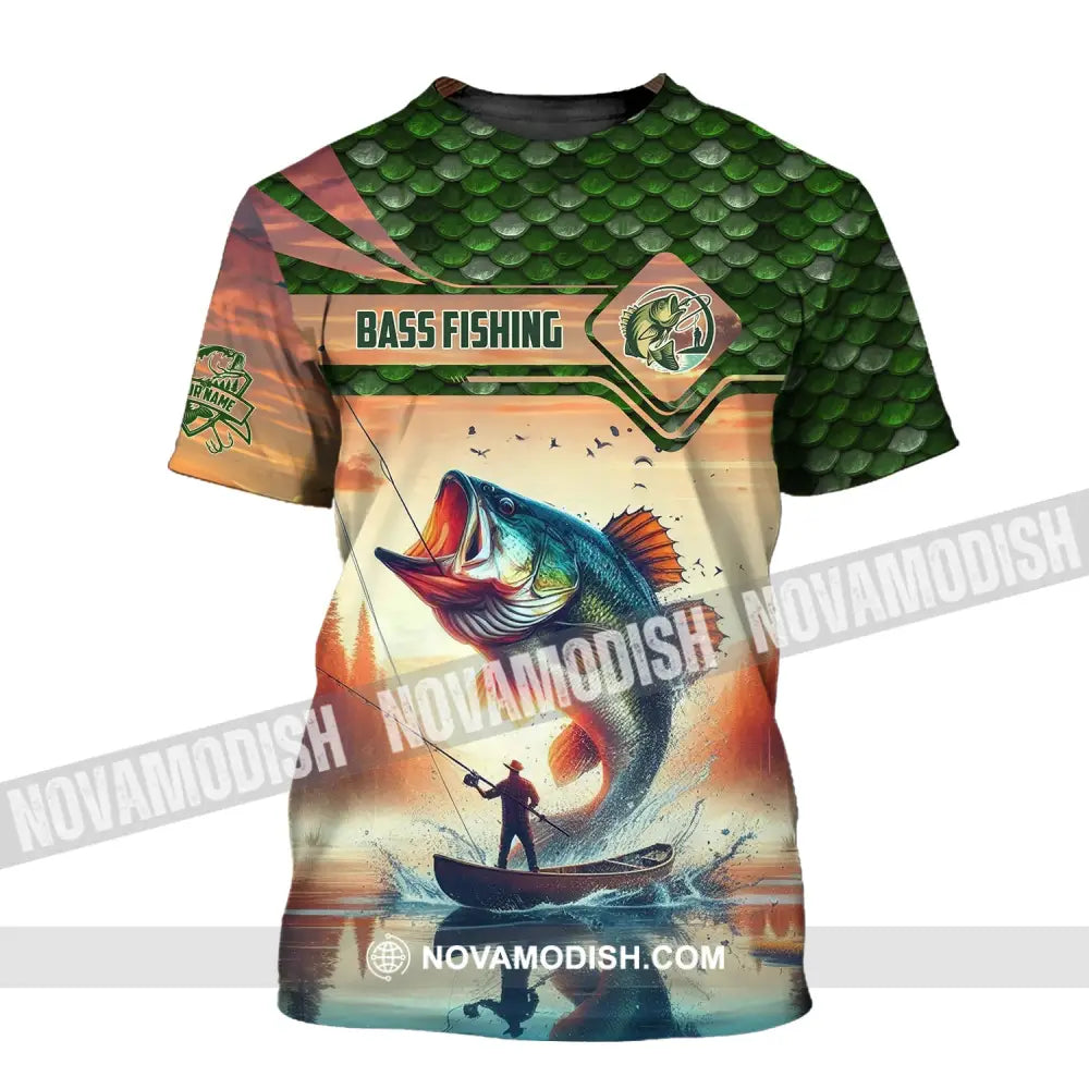 Man Shirt Custom Name Fishing Lover Bass Hoodie Polo Long Sleeve T-Shirt / S T-Shirt