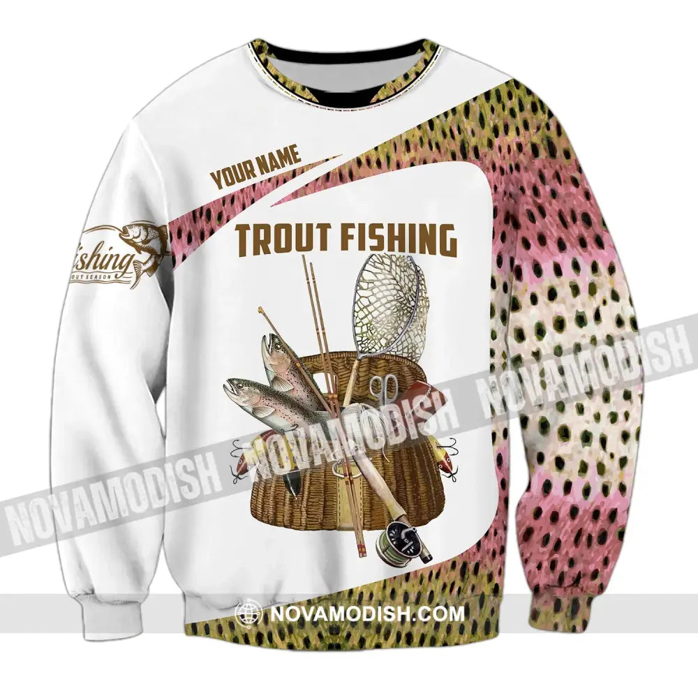 Man Shirt Custom Name Fishing Lover Trout Hoodie Polo Long Sleeve / S T-Shirt