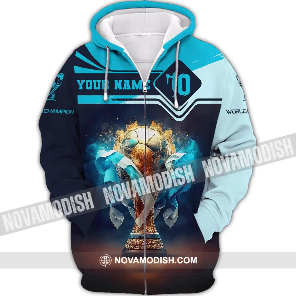 Man Shirt Custom Name Football World Champion Gift For Lover Zipper Hoodie / S T-Shirt