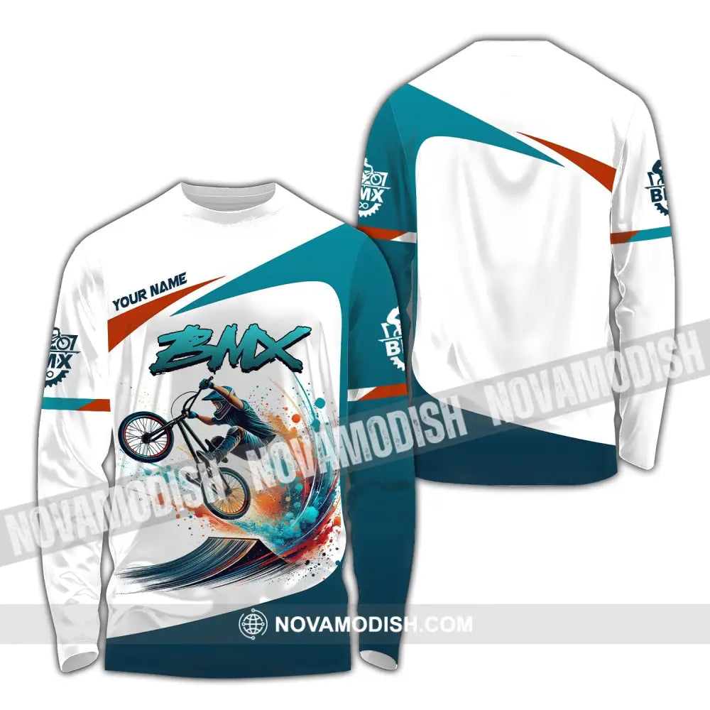 Man Shirt Custom Name For Mountain Bike Lover Polo Long Sleeve Gift / S T-Shirt