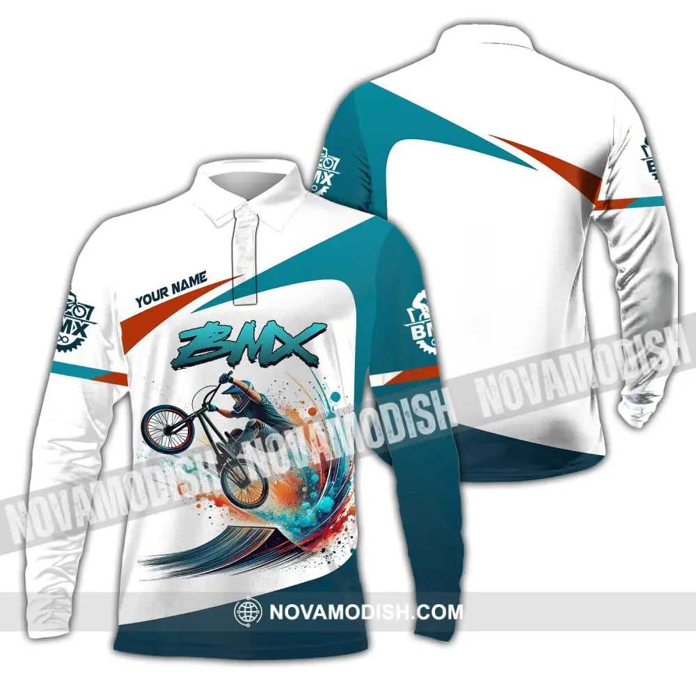 Man Shirt Custom Name For Mountain Bike Lover Polo Long Sleeve Gift / S T-Shirt