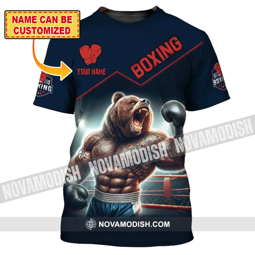 Man Shirt Custom Name For Boxing Lover Bear Hoodie Polo Long Sleeve T-Shirt