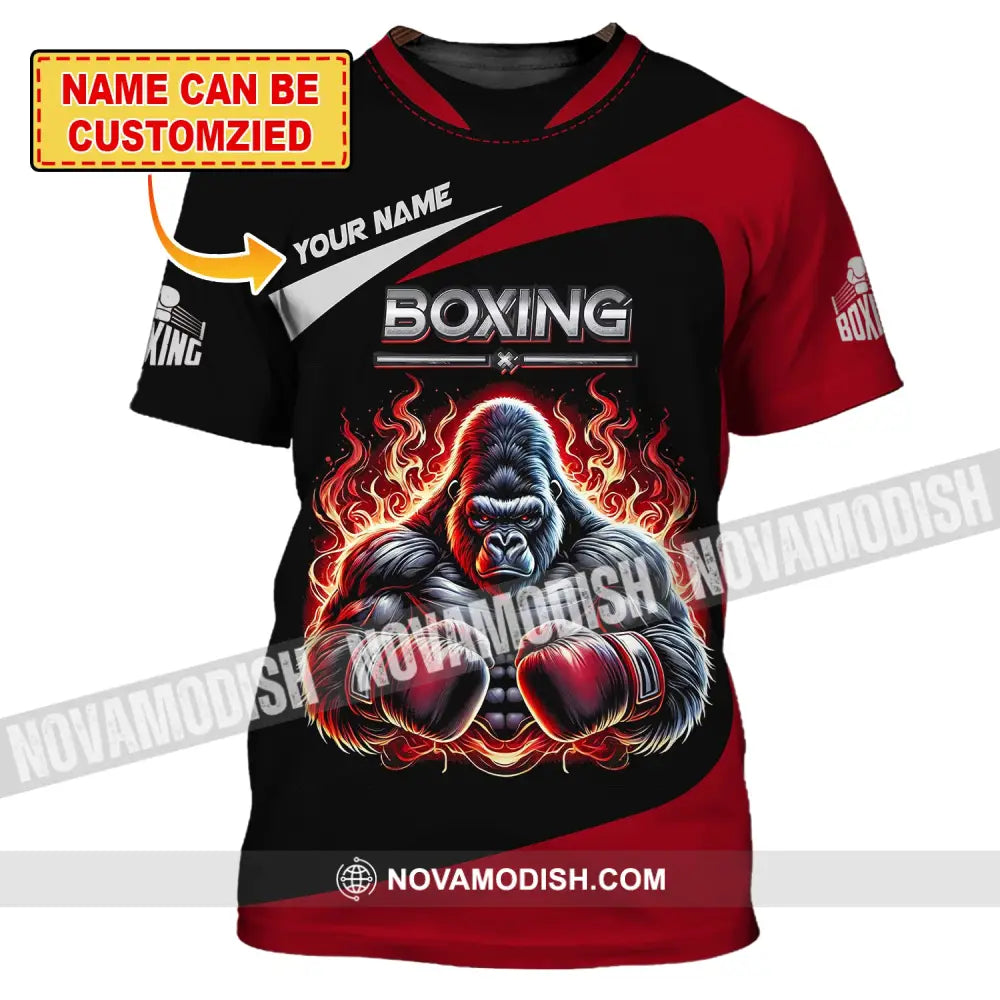 Man Shirt Custom Name For Boxing Lover Gorilla Hoodie Polo Long Sleeve T-Shirt