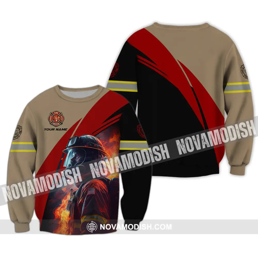 Man Shirt Custom Name For Firefighter T-Shirt Polo Long Sleeve / S T-Shirt