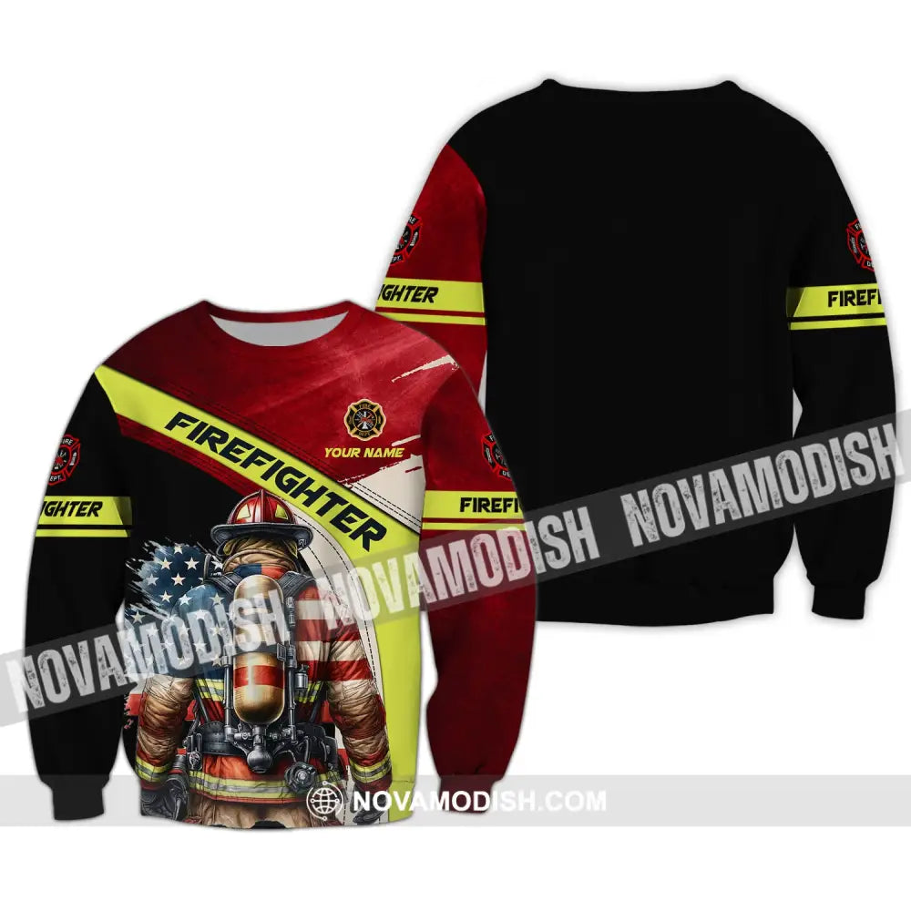 Man Shirt Custom Name For Firefighter T-Shirt Polo Long Sleeve / S T-Shirt