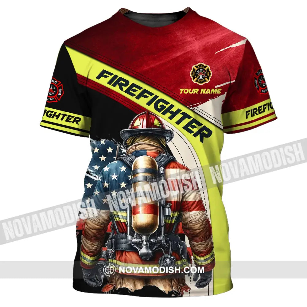 Man Shirt Custom Name For Firefighter T-Shirt Polo T-Shirt / S