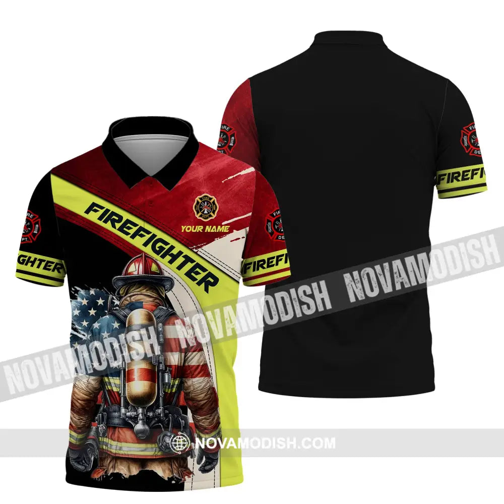 Man Shirt Custom Name For Firefighter T-Shirt Polo / S T-Shirt