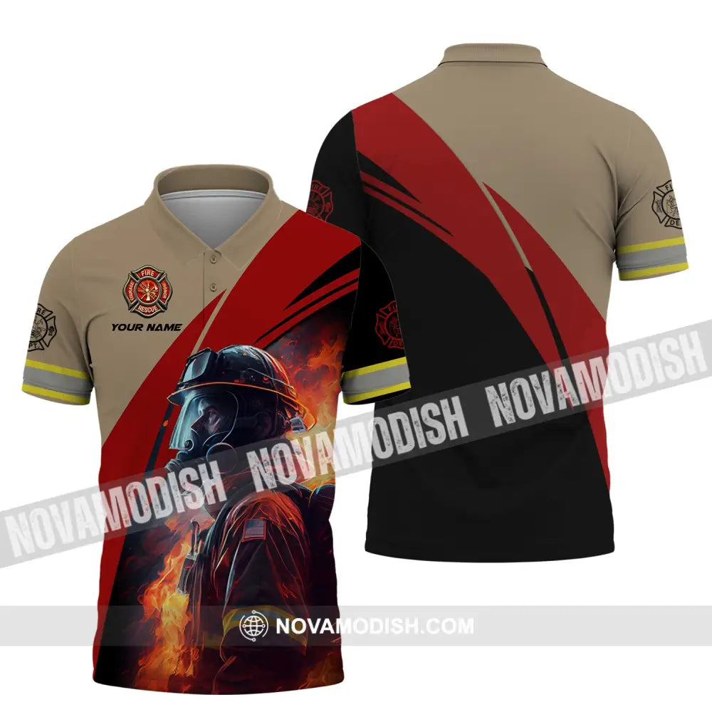 Man Shirt Custom Name For Firefighter T-Shirt Polo / S T-Shirt