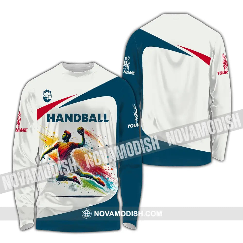 Man Shirt Custom Name For Handball Player Hoodie Polo Long Sleeve / S T-Shirt