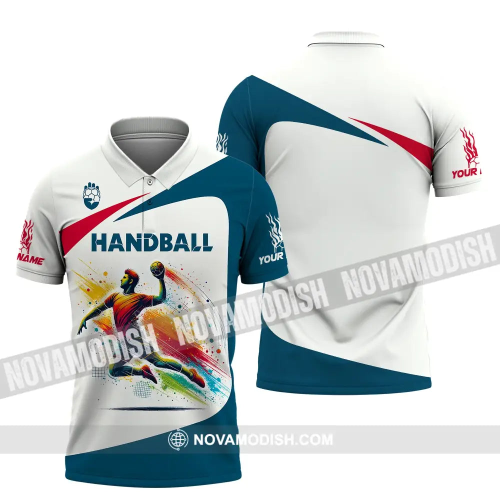 Man Shirt Custom Name For Handball Player Hoodie Polo Long Sleeve / S T-Shirt