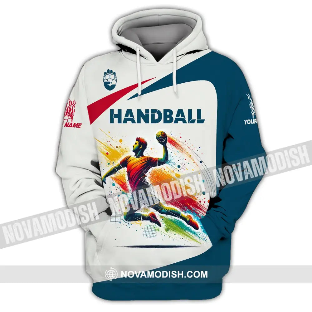 Man Shirt Custom Name For Handball Player Hoodie Polo Long Sleeve / S T-Shirt