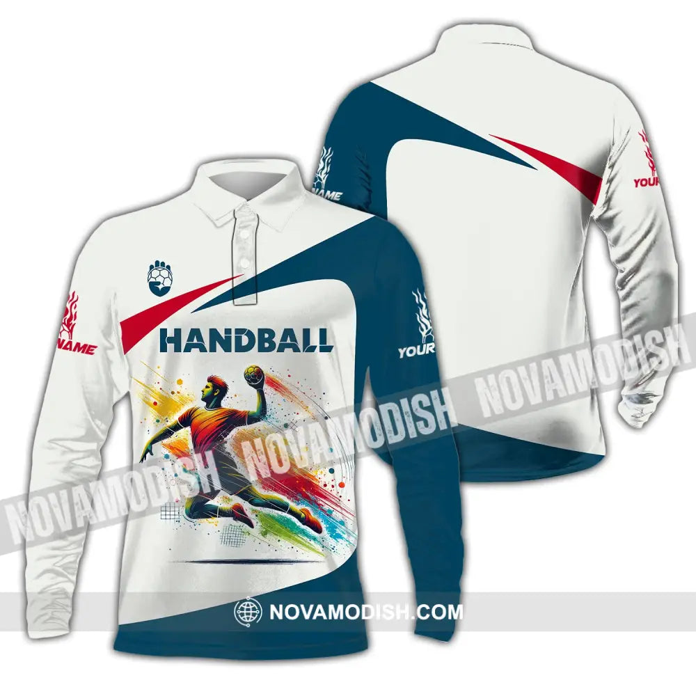 Man Shirt Custom Name For Handball Player Hoodie Polo Long Sleeve / S T-Shirt