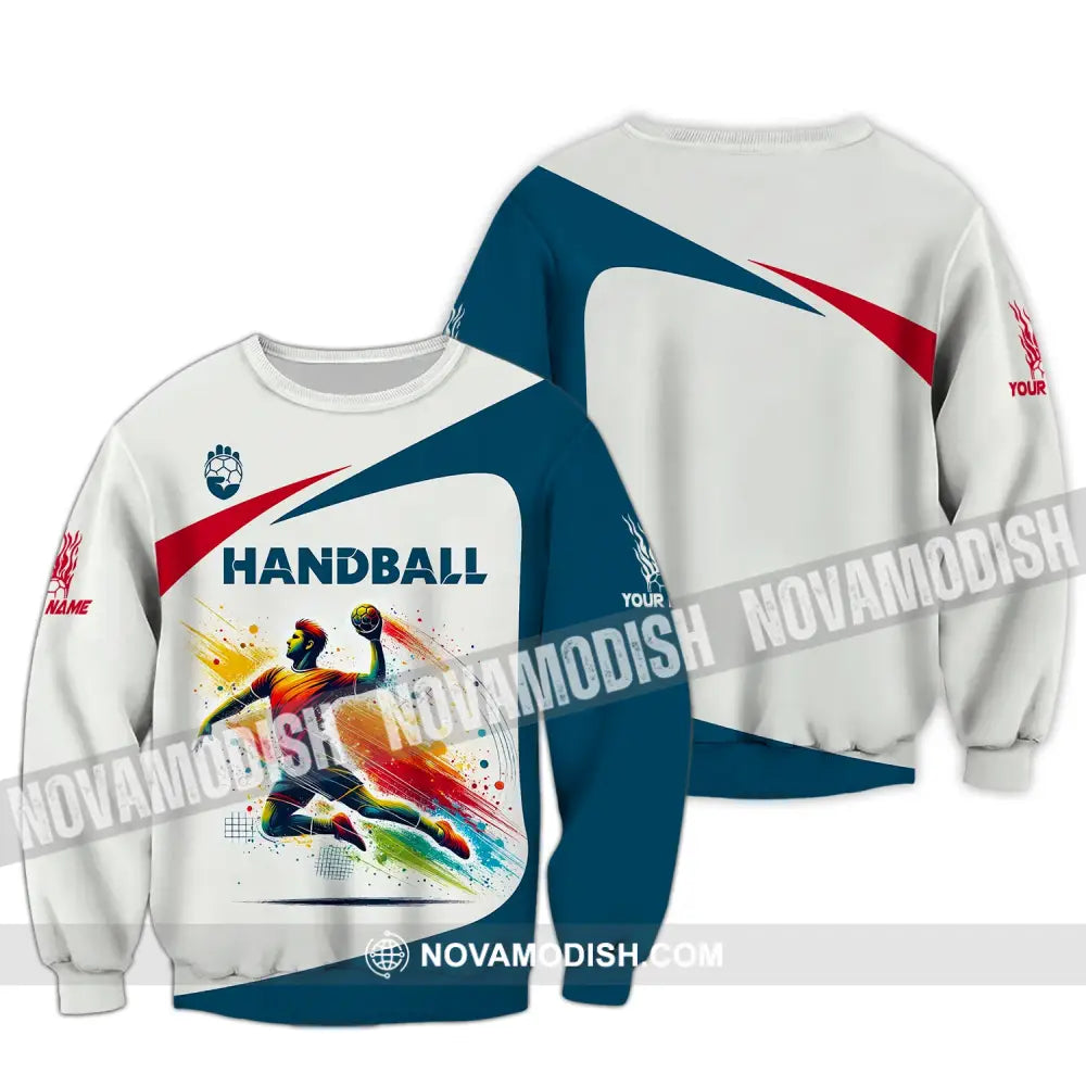 Man Shirt Custom Name For Handball Player Hoodie Polo Long Sleeve / S T-Shirt