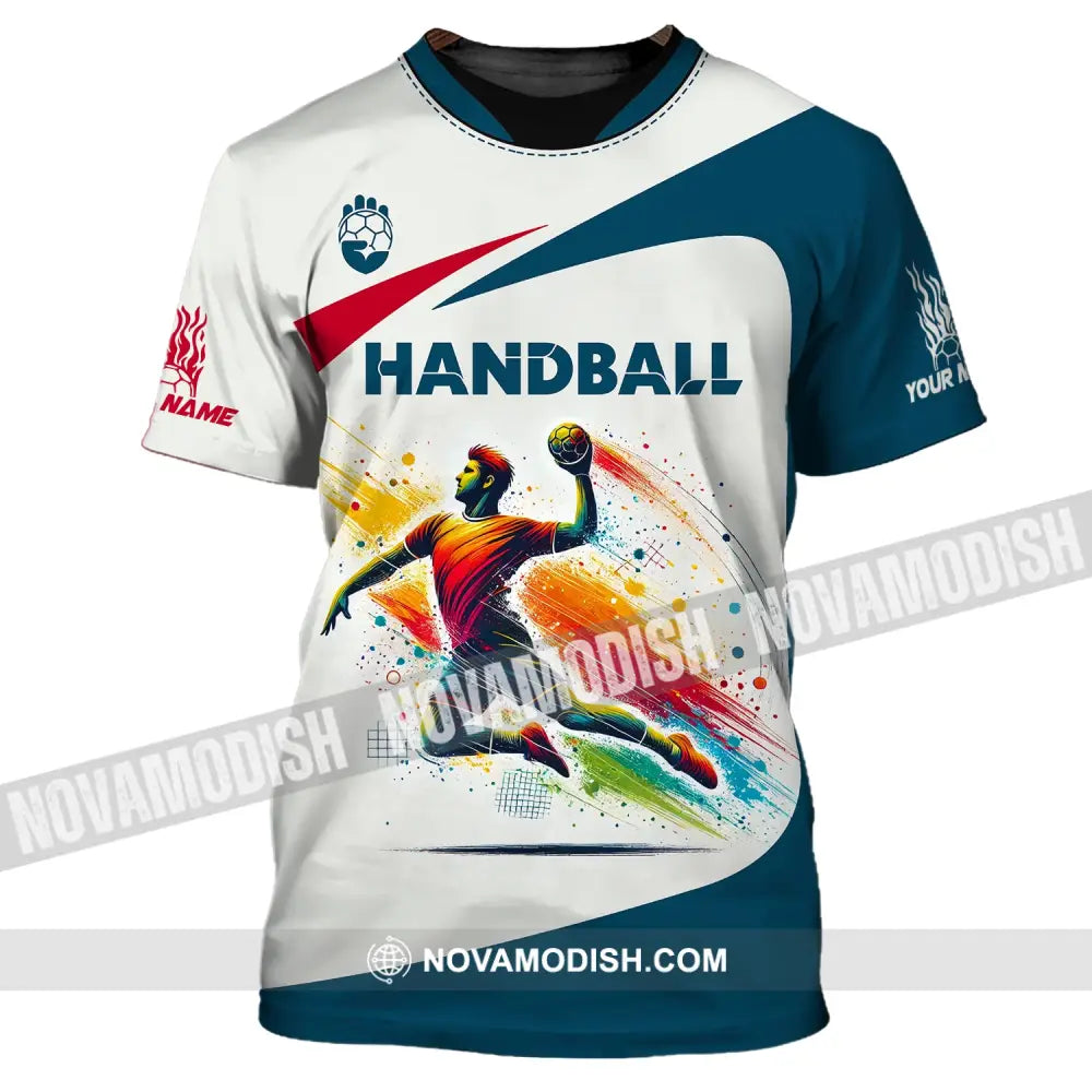 Man Shirt Custom Name For Handball Player Hoodie Polo Long Sleeve T-Shirt / S