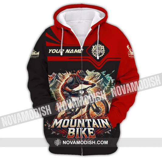 Man Shirt Custom Name For Mountain Bike Lover Gift Hoodie Long Sleeve Zipper / S T-Shirt