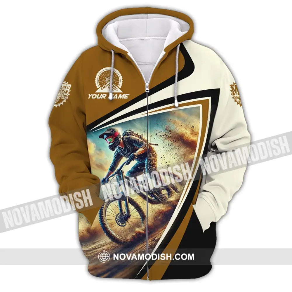 Man Shirt Custom Name For Mountain Bike Lover Gift Polo Long Sleeve Zipper Hoodie / S T-Shirt