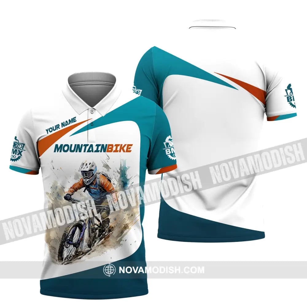 Man Shirt Custom Name For Mountain Bike Lover Polo Long Sleeve Gift / S T-Shirt