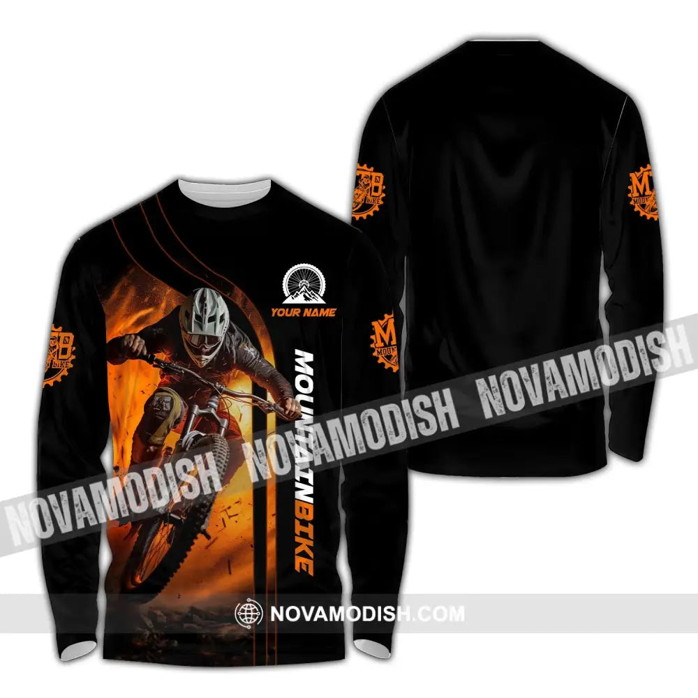 Man Shirt Custom Name For Mountain Bike Lover Polo Long Sleeve Gift / S T-Shirt