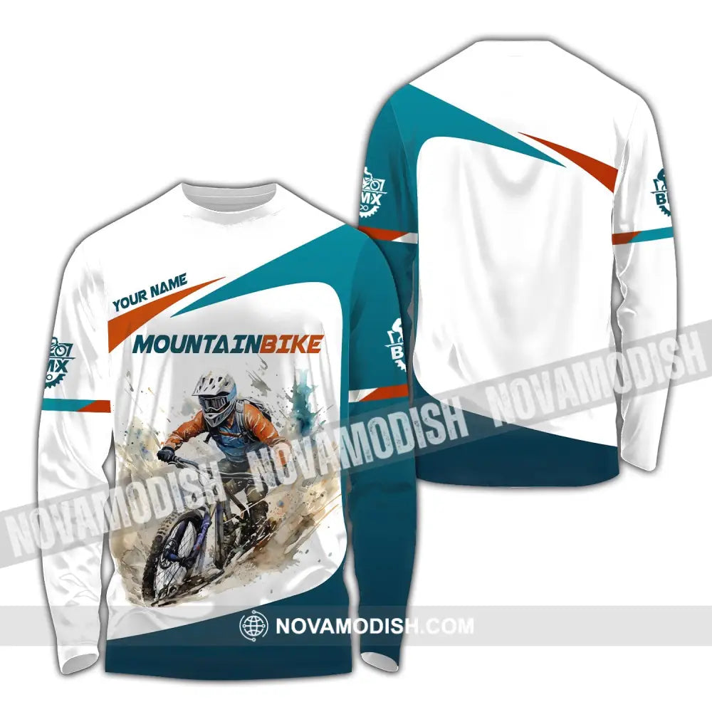 Man Shirt Custom Name For Mountain Bike Lover Polo Long Sleeve Gift / S T-Shirt