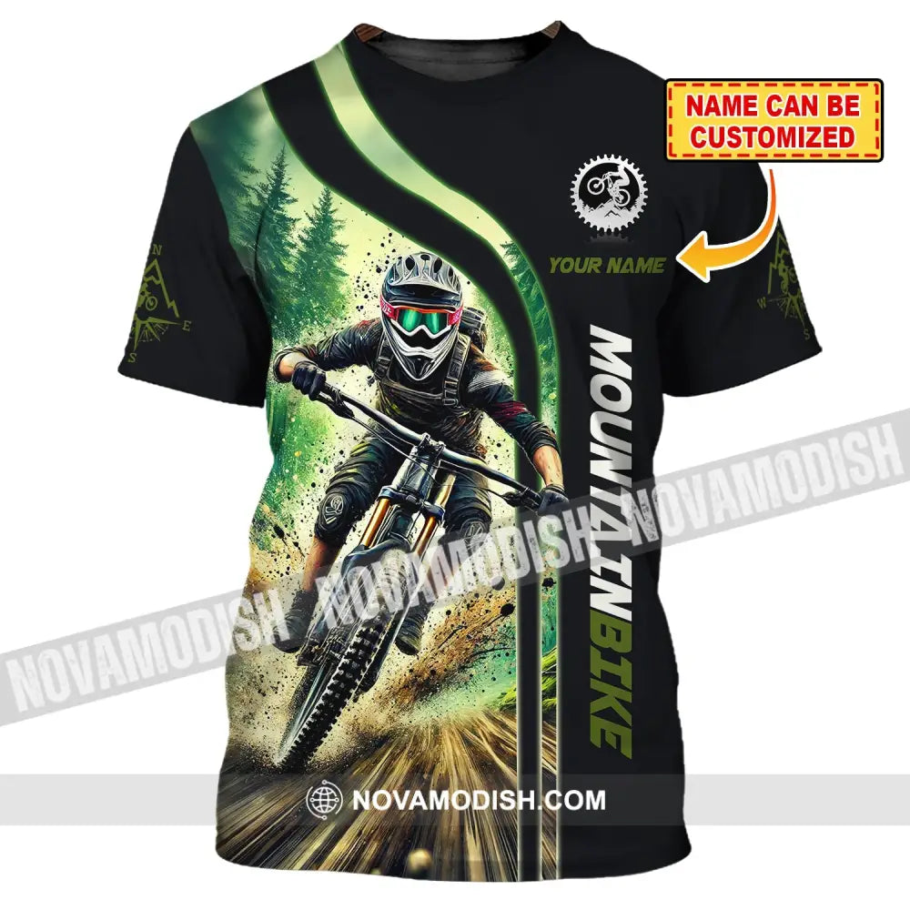 Man Shirt Custom Name For Mountain Bike Lover Polo Long Sleeve Gift T-Shirt