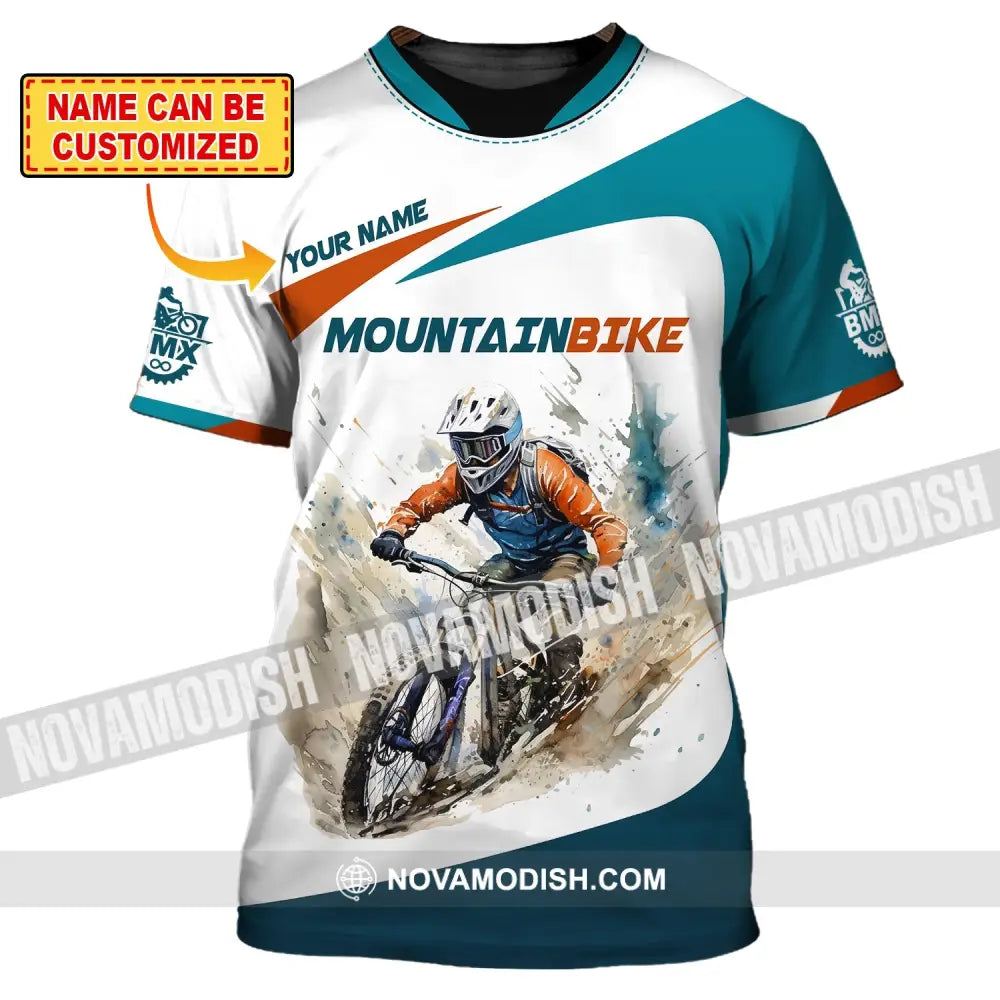 Man Shirt Custom Name For Mountain Bike Lover Polo Long Sleeve Gift T-Shirt