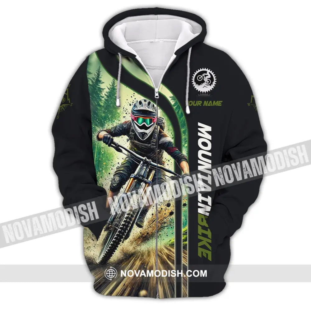 Man Shirt Custom Name For Mountain Bike Lover Polo Long Sleeve Gift Zipper Hoodie / S T-Shirt