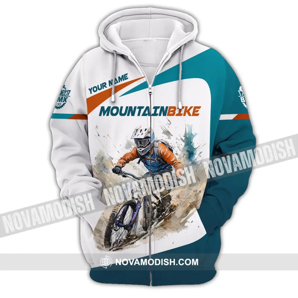 Man Shirt Custom Name For Mountain Bike Lover Polo Long Sleeve Gift Zipper Hoodie / S T-Shirt