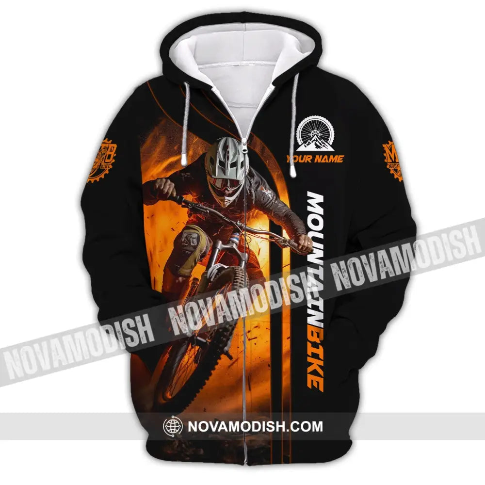 Man Shirt Custom Name For Mountain Bike Lover Polo Long Sleeve Gift Zipper Hoodie / S T-Shirt